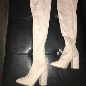 Thigh high ASOS cream heels